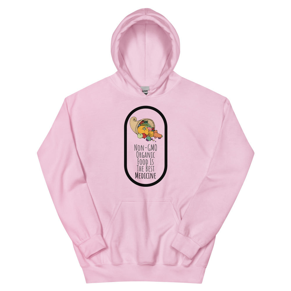 Non-GMO Organic Food Is The Best Medicine Hoodie - Light Pink Color - https://ascensionemporium.net